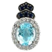 Grand Sample Sale Pendant Featuring 2 7/8 Cts. Blue Topaz, 3/8 Cts. Vanilla For Sale
