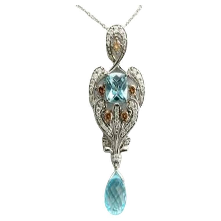 Grand Sample Sale Pendant Featuring Blue Topaz Chocolate Diamonds, Vanilla