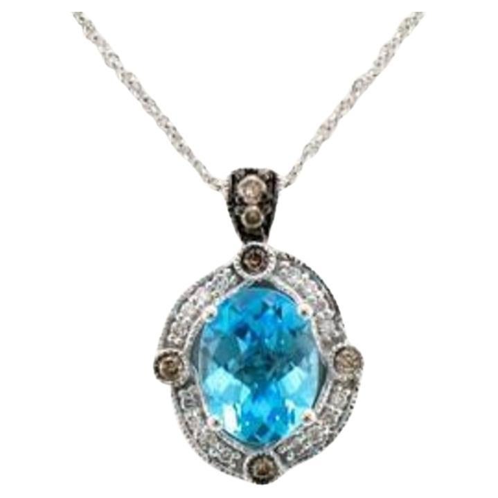 Grand Sample Sale Pendant Featuring Blue Topaz Chocolate Diamonds, Vanilla