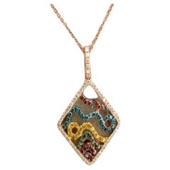 Pendentif en forme de grand chantillon avec diamants couleur cerisier et diamants fantaisie