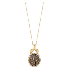 Pendentif de vente en forme de grand chantillon avec diamants chocolat et diamants Vanilla
