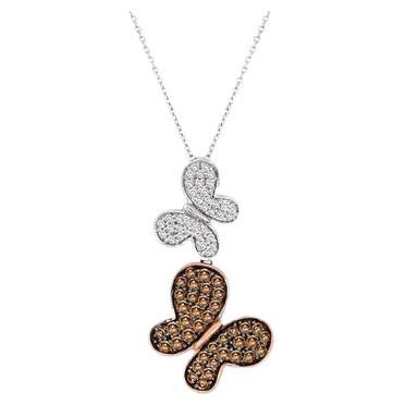 Pendentif de vente en forme de grand chantillon avec diamants chocolat et diamants Vanilla