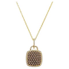 Pendentif de vente en forme de grand chantillon avec diamants chocolat et diamants Vanilla
