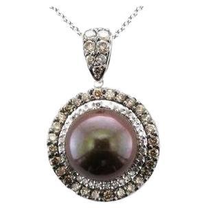 Grand Sample Sale Pendant Featuring Cts. Chocolate Pearls, 5/8 Cts. Chocolate For Sale