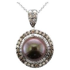 Grand Sample Sale Pendant Featuring Cts. Chocolate Pearls, 5/8 Cts. Chocolate