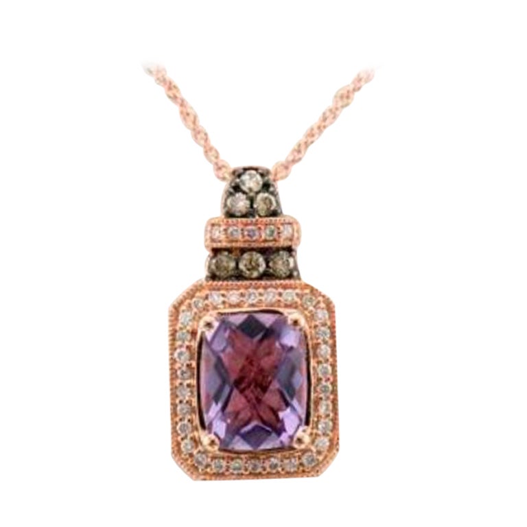 Grand Sample Sale Pendant Featuring Grape Amethyst Chocolate Diamonds For Sale