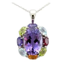 Großer Grand Sample Sale-Anhänger mit Trauben-Amethyst, Himbeer-Rhodolith