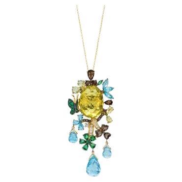 Grand Sample Sale Pendant featuring Lemon Quartz, Blue Topaz, Multicolor Semipre