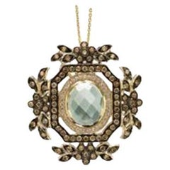 Grand Sample Sale Pendant Featuring Mint Julep Quartz Chocolate Diamonds