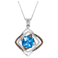 Grand Sample Sale Pendant Featuring Ocean Blue Topaz Chocolate Diamonds