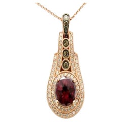 Grand Sample Sale Pendant Featuring Raspberry Rhodolite Chocolate Diamonds