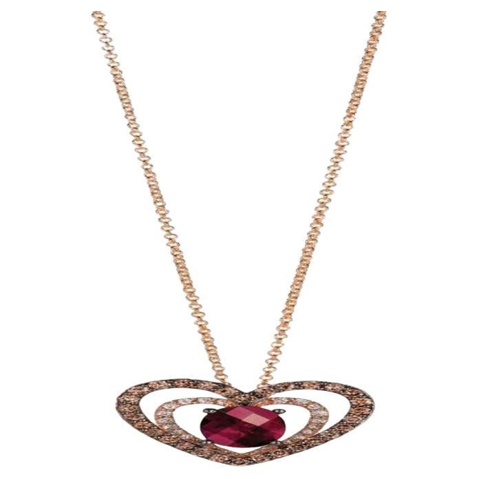 Colgante Gran Muestra de Venta con Diamantes de Chocolate Rodolita Frambuesa ,