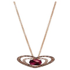 Colgante Gran Muestra de Venta con Diamantes de Chocolate Rodolita Frambuesa ,