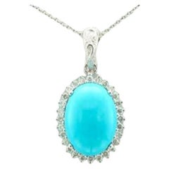 Grand Sample Sale Pendant Featuring Robins Egg Blue Turquoise Vanilla Diamonds