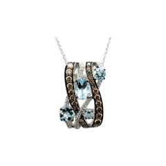 Grand Sample Sale Pendant Featuring Sea Blue Aquamarine Chocolate Diamonds