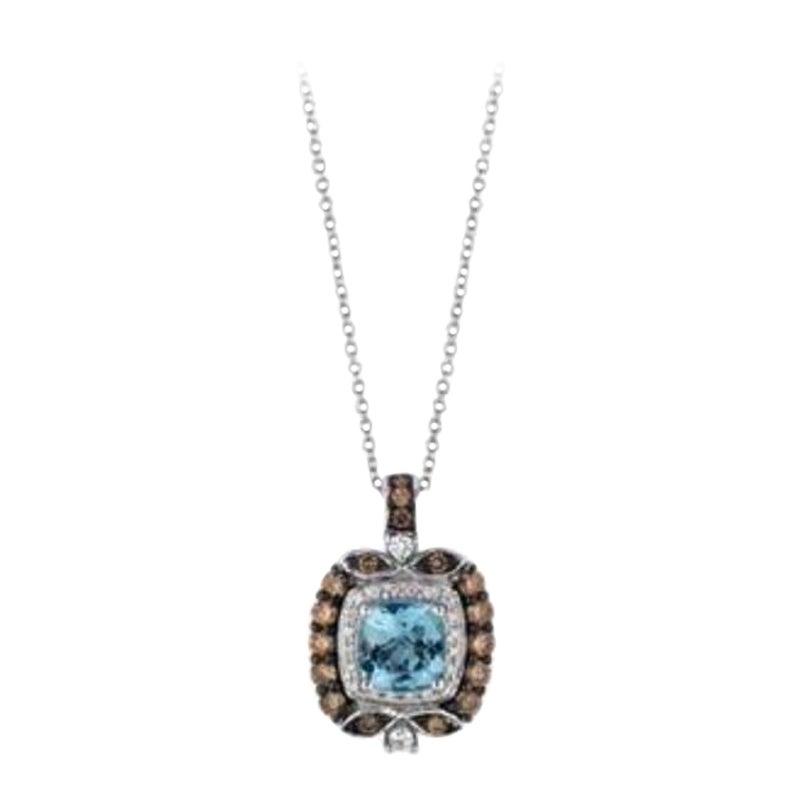 Grand Sample Sale Pendant Featuring Sea Blue Aquamarine Chocolate Diamonds