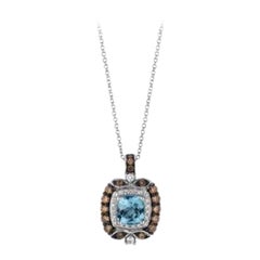 Groer Muster Sale-Anhnger mit Meeresblauem Aquamarin und schokoladenbraunen Diamanten