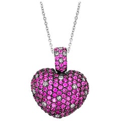 Grand Sample Sale Pendant, Pink Sapphire Vanilla Diamonds 18 Karat Vanilla Gold