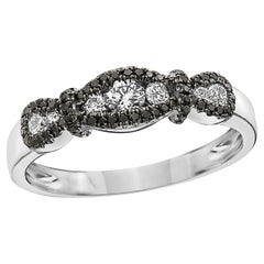 Grand Sample Sale Ring 3/8 Cts White and Black Natural Diamonds, 14K White Gold
