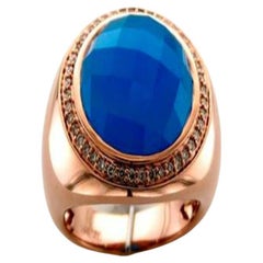 Groer Sale-Ring mit blauen Achat- Vanilla-Diamantenbesatz