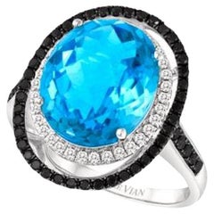 Großer Grand Sample Sale-Ring mit blauem Topas und Blackberry-Diamanten
