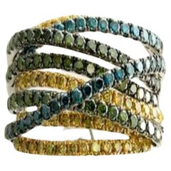 Grand Sample Sale Ring Featuring Blueberry Diamonds, Goldenberry Diamonds