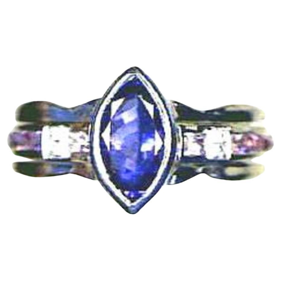 Grand Sample Sale Ring Featuring Blueberry Tanzanite, Bubble Gum Pink Sapphire For Sale