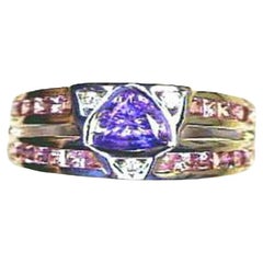 Grand Sample Sale Ring featuring Blueberry Tanzanite, Bubble Gum Pink Sapphire