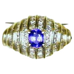 Grand Sample Sale Ring Featuring Blueberry Tanzanite Set in 14K