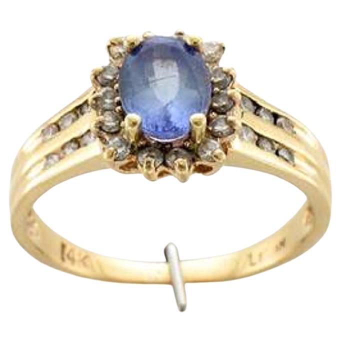 Grand Sample Sale Ring featuring Blueberry Tanzanite set in 14K Honey Gold For Sale