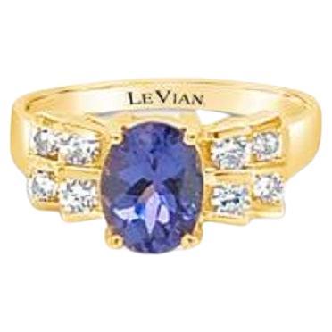 Grand Sample Sale Ring Featuring Blueberry Tanzanite Set in 14K Honey Gold