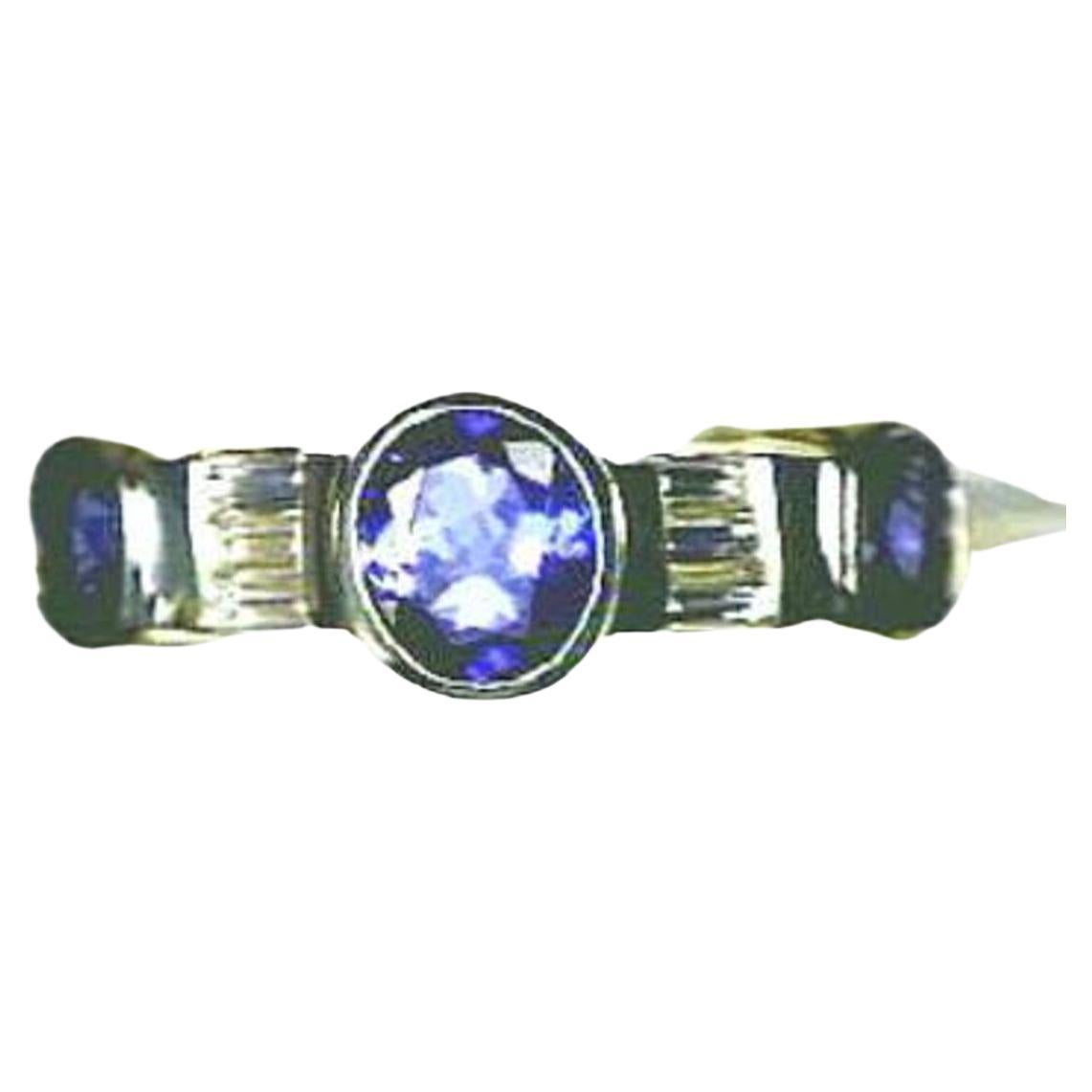 Grand Sample Sale Ring Featuring Blueberry Tanzanite Set in 14K Honey Gold For Sale