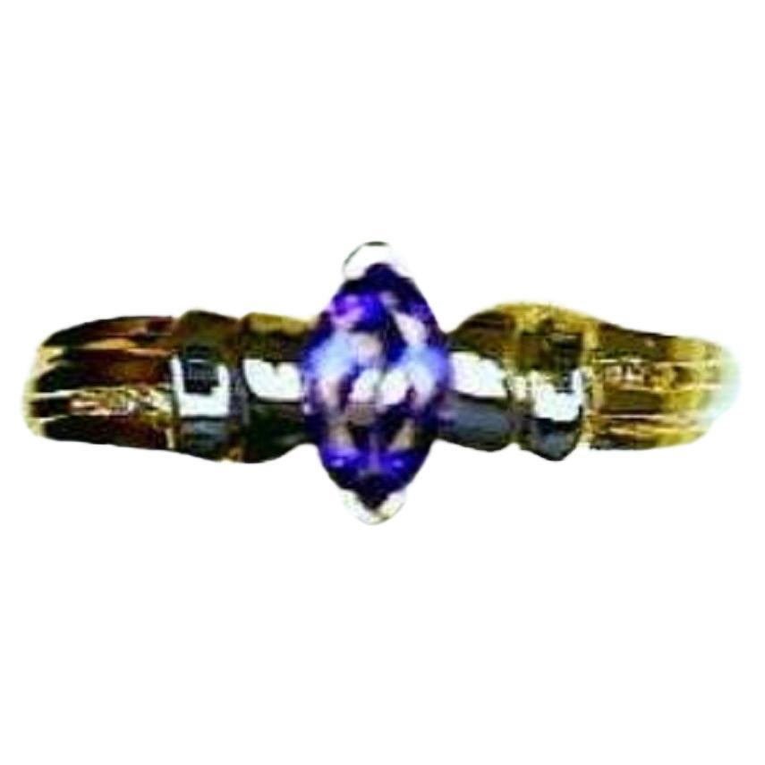 Grand Sample Sale Ring Featuring Blueberry Tanzanite Set in 14k Honey Gold For Sale