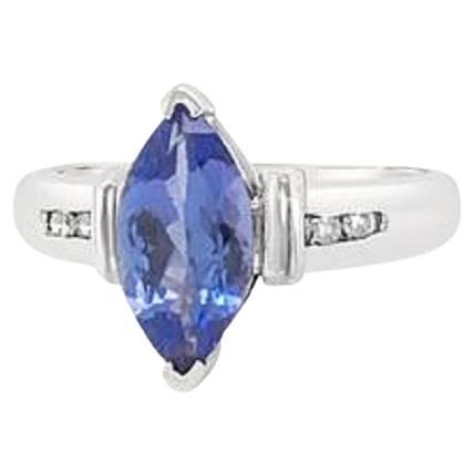 Grand Sample Sale Ring Featuring Blueberry Tanzanite Set in 14K Two Tone Gold For Sale