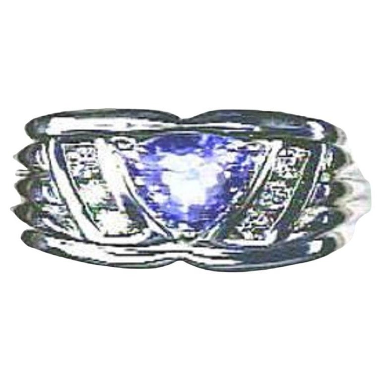 Grand Sample Sale Ring Featuring Blueberry Tanzanite Set in 14K Vanilla