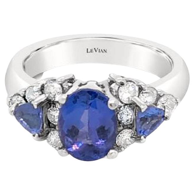 Grand Sample Sale Ring Featuring Blueberry Tanzanite Set in 14K Vanilla Gold For Sale