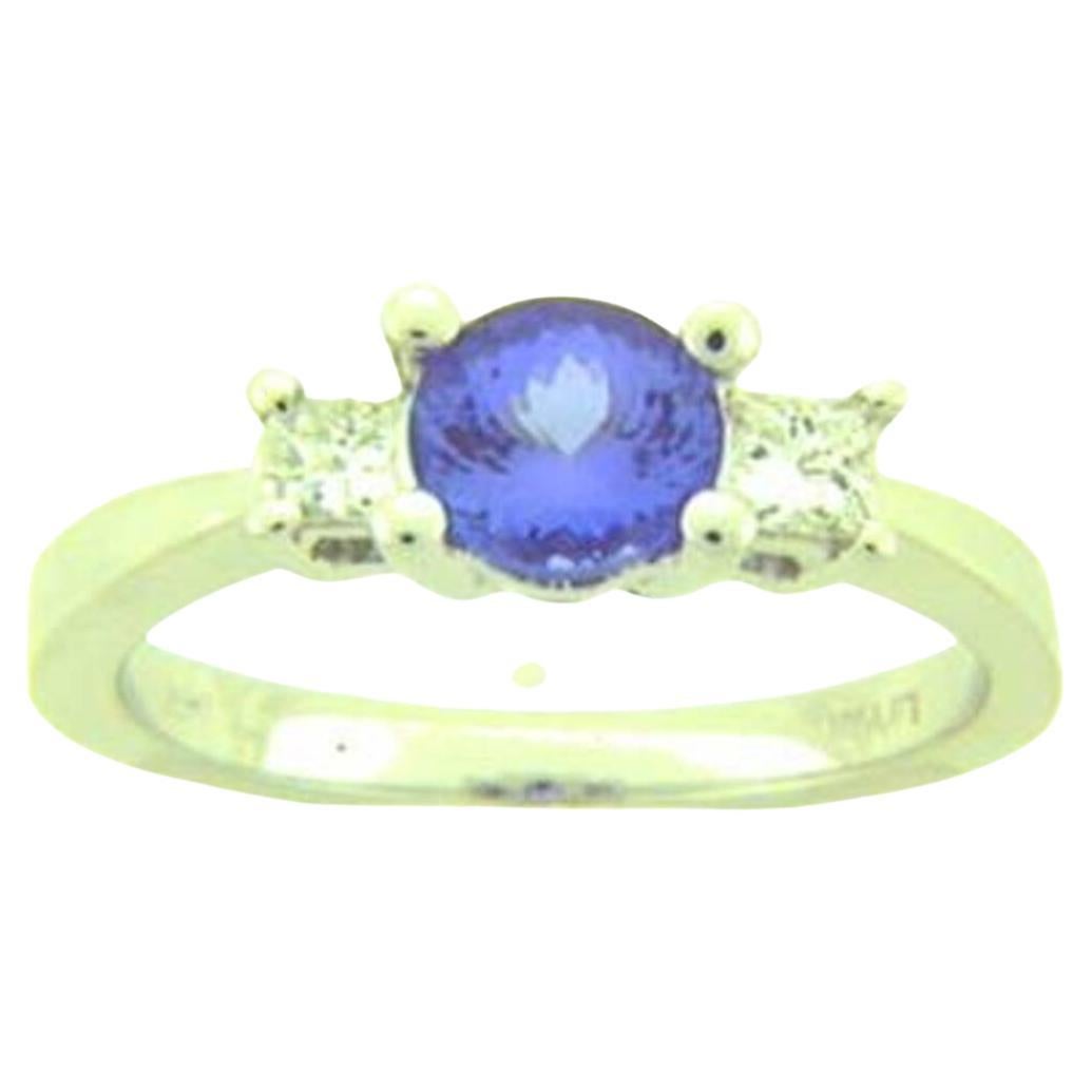 Grand Sample Sale Ring Featuring Blueberry Tanzanite Set in 14k Vanilla Gold For Sale