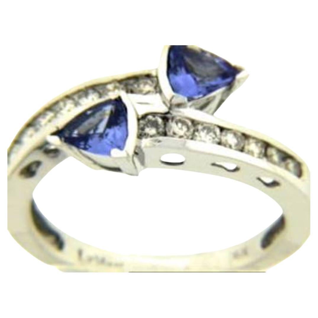 Grand Sample Sale Ring featuring Blueberry Tanzanite set in 14K Vanilla Gold For Sale