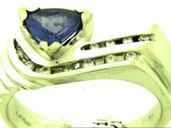 Grand Sample Sale Ring Featuring Blueberry Tanzanite Set in 18K Vanilla Gold