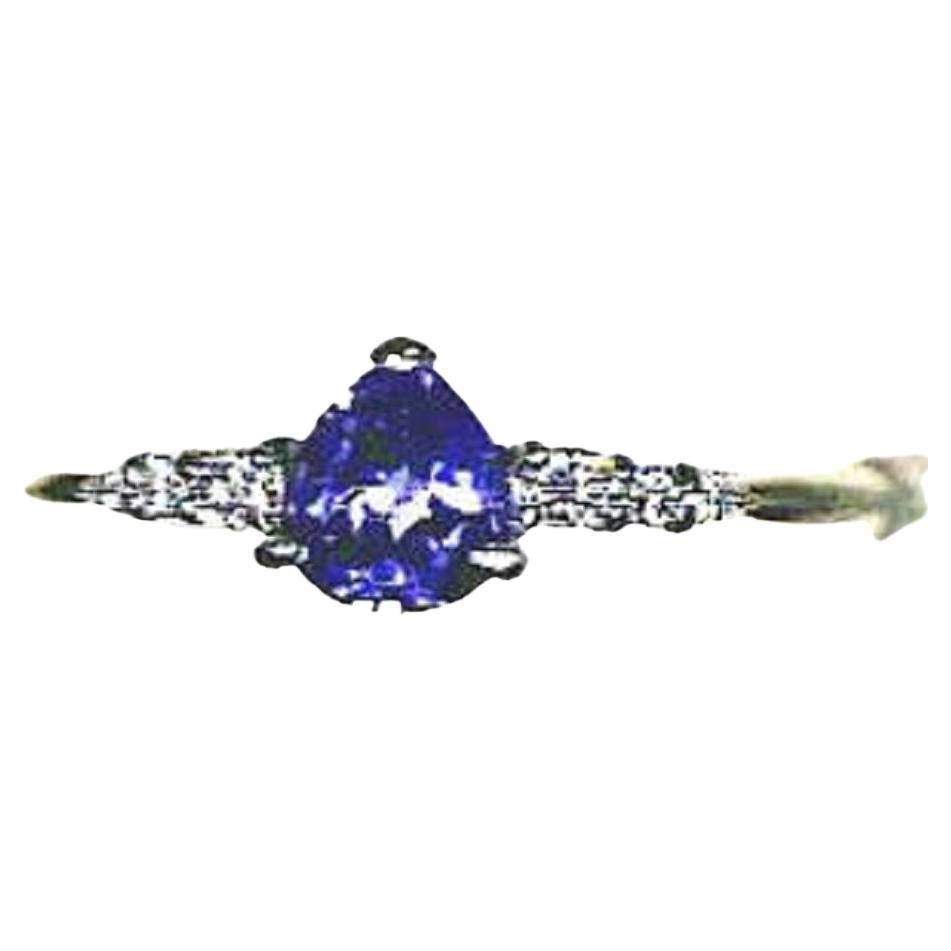 Grand Sample Sale Ring Featuring Blueberry Tanzanite Set in PLT For Sale
