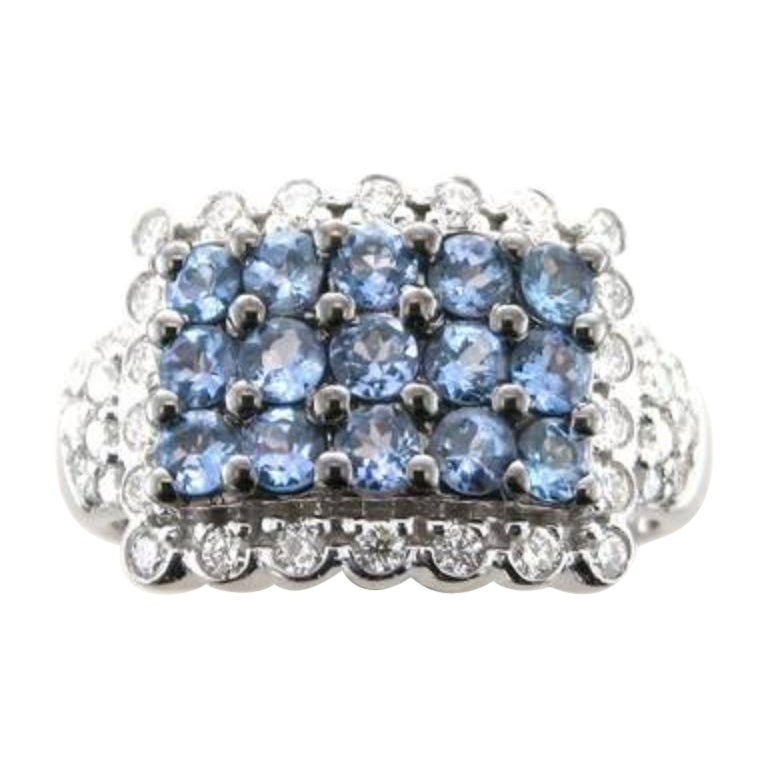 Anello Grand Sample Sale con diamanti tanzanite blu e vaniglia