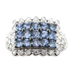 Anello Grand Sample Sale con diamanti tanzanite blu e vaniglia