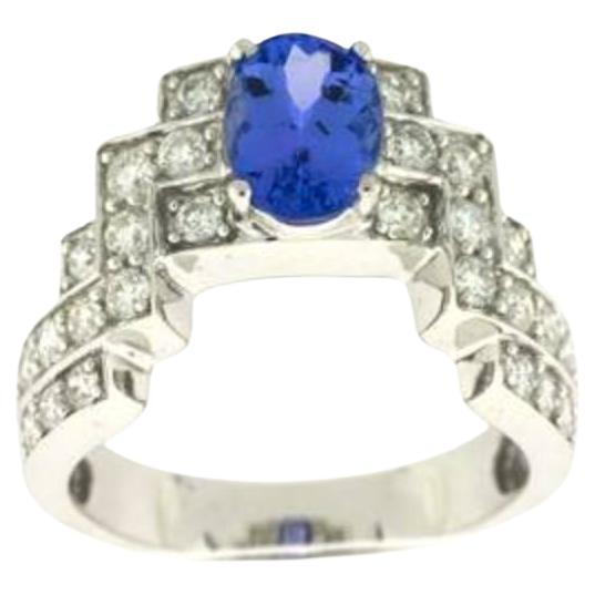 Grand Sample Sale Ring featuring Blueberry Tanzanite Vanilla Diamonds For Sale