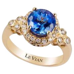 Grand Sample Sale Ring Featuring Blueberry Tanzanite Vanilla Diamonds Set