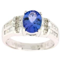 Grand Sample Sale Ring Featuring Blueberry Tanzanite Vanilla Diamonds Set in 14K