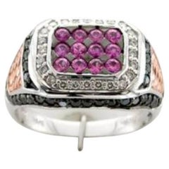Großer Muster Sale-Ring mit Blasen Gummi rosa Saphir Blackberry Diamanten