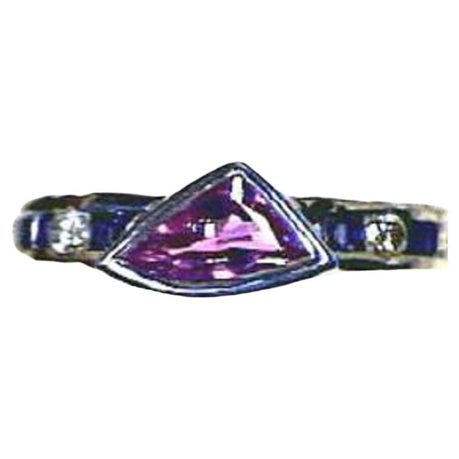 Großer Grand Sample Sale-Ring mit Bubble Gum Rosa Saphir, Blaubeer Saphir