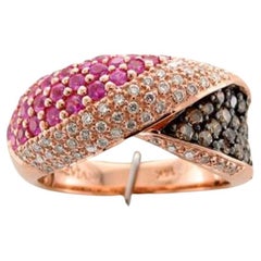 Großer Grand Sample Sale-Ring mit Bubble Gum rosa Saphir schokoladenfarbenen Diamanten