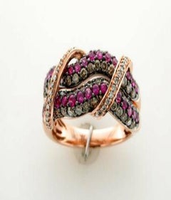 Grand Sample Sale Ring Featuring Bubble Gum Pink Sapphire Chocolate Diamonds