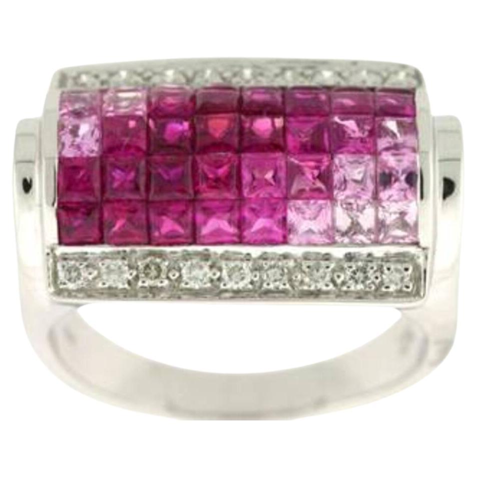Grand Sample Sale Ring Featuring Bubble Gum Pink Sapphire, Passion Ruby Vanilla For Sale